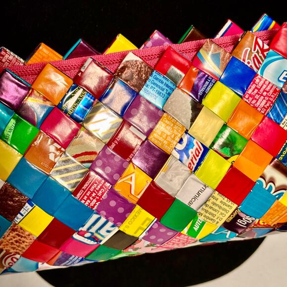 Vintage Recycled Candy Wrapper Shoulder Bag or Clutch - Picture 2 of 8